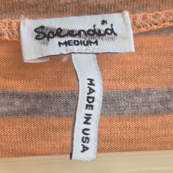 Splendid Bella Swan Meadow scene Striped Henley shirt Medium orange grey - Picture 7 of 17